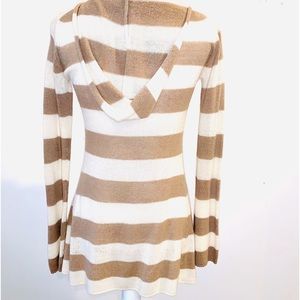 Minnie Rose cashmere striped cardigan.